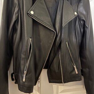 Michael Kors black leather moto jacket